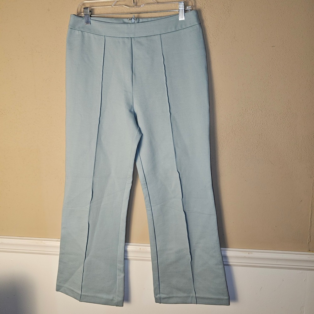 Staud Womens Mint Green Knack Cropped Stretch Jersey Straight Pants Large